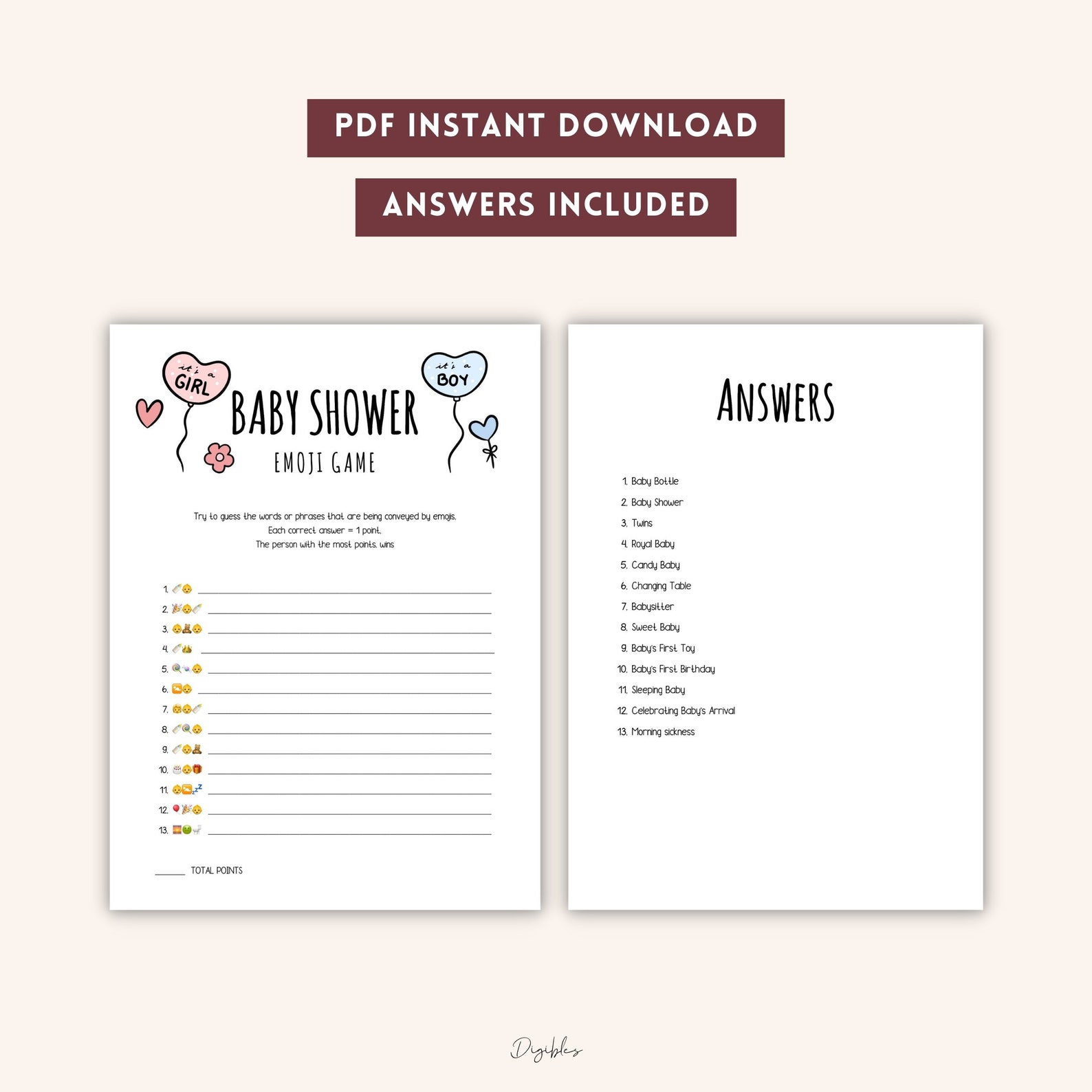 Baby Shower Emoji Game Printable | Baby Shower Template | Printable ...