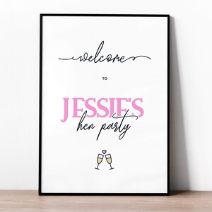 Panneau de bienvenue minimaliste pour une douche nuptiale pour un enterrement de vie de jeune fille | Modèle de plaque de bienvenue modifiable pour enterrement de vie de jeune fille ou de jeune garçon | Décoration de douche nuptiale