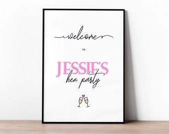 Minimalistisches Bridal Shower Willkommensschild für Hen Party | Bearbeitbare Junggesellinnenabschied Willkommensschild Vorlage | Brautdusche Decor