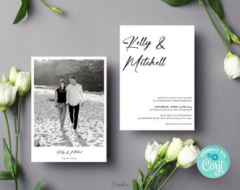 Minimalist Wedding Invitation | Wedding Invitation Template | Photo Wedding Invitation | Editable Wedding Invitation Suite