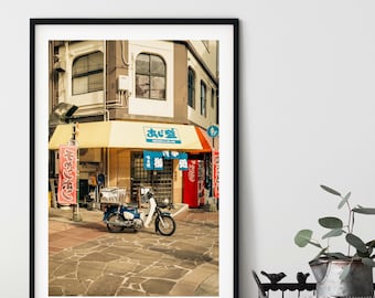 Nagasaki Street Photography Print – Vintage Japanese Moped Wall Art, Retro Japan Streets Decor, Travel Aesthetic Print
