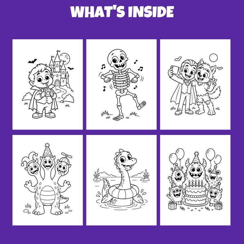 Cute Monster Coloring Pages for Kids, 50 Printable Halloween Coloring ...
