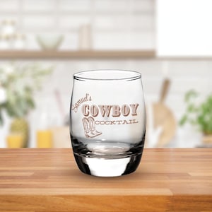Personalized Cowboy Cocktail Whiskey Glass 6 oz., Personalized Rodeo Gift, Personalized Western Gift, Custom Gift, Gift for Him