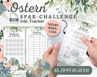 Easter Savings Challenge PDF Download | Budget Planner Challenge + Budget Sheet Binder Inserts A6 Zipper Envelope Method | Cash stuffing digital
