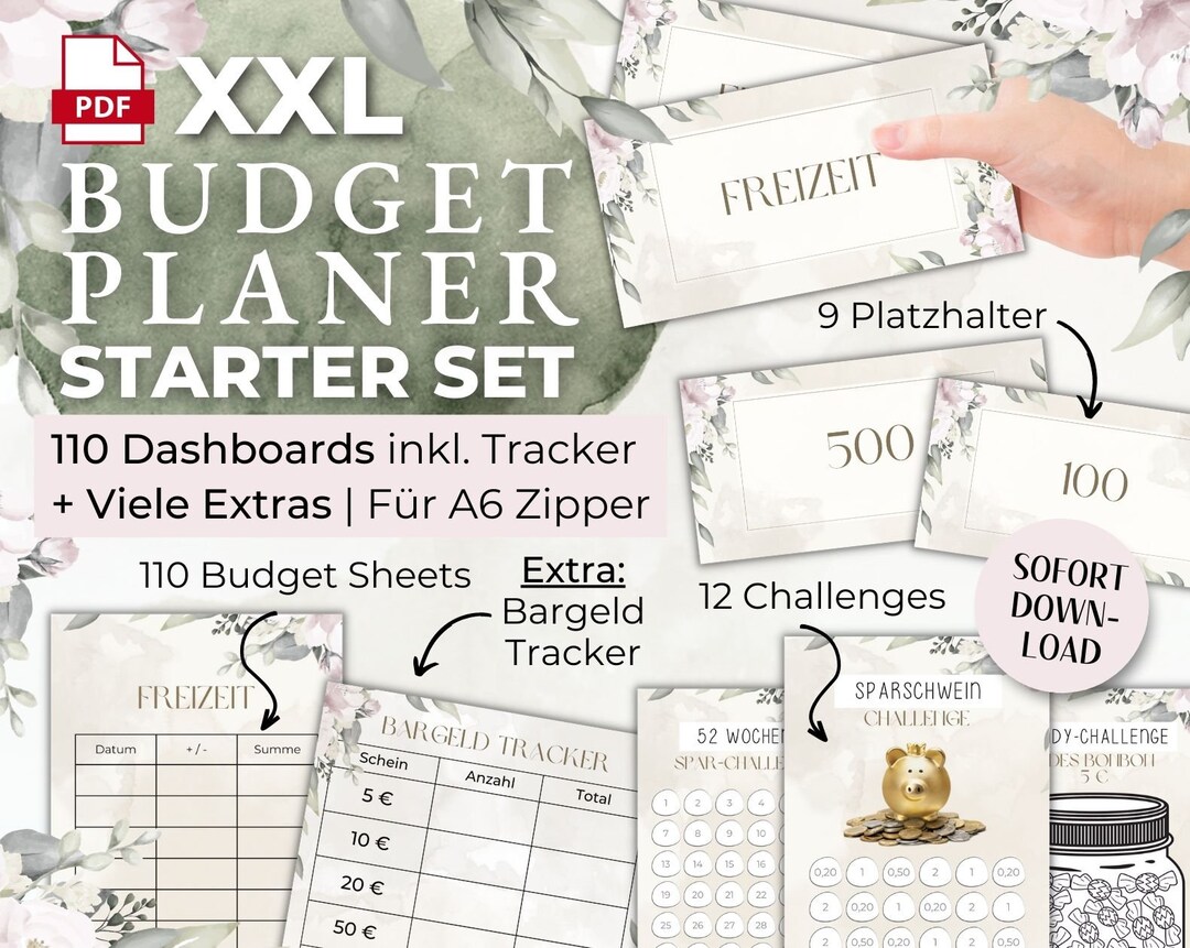 Budget Planer XXL Starter Set PDF Download Beige Rosè 110 Etsy.de