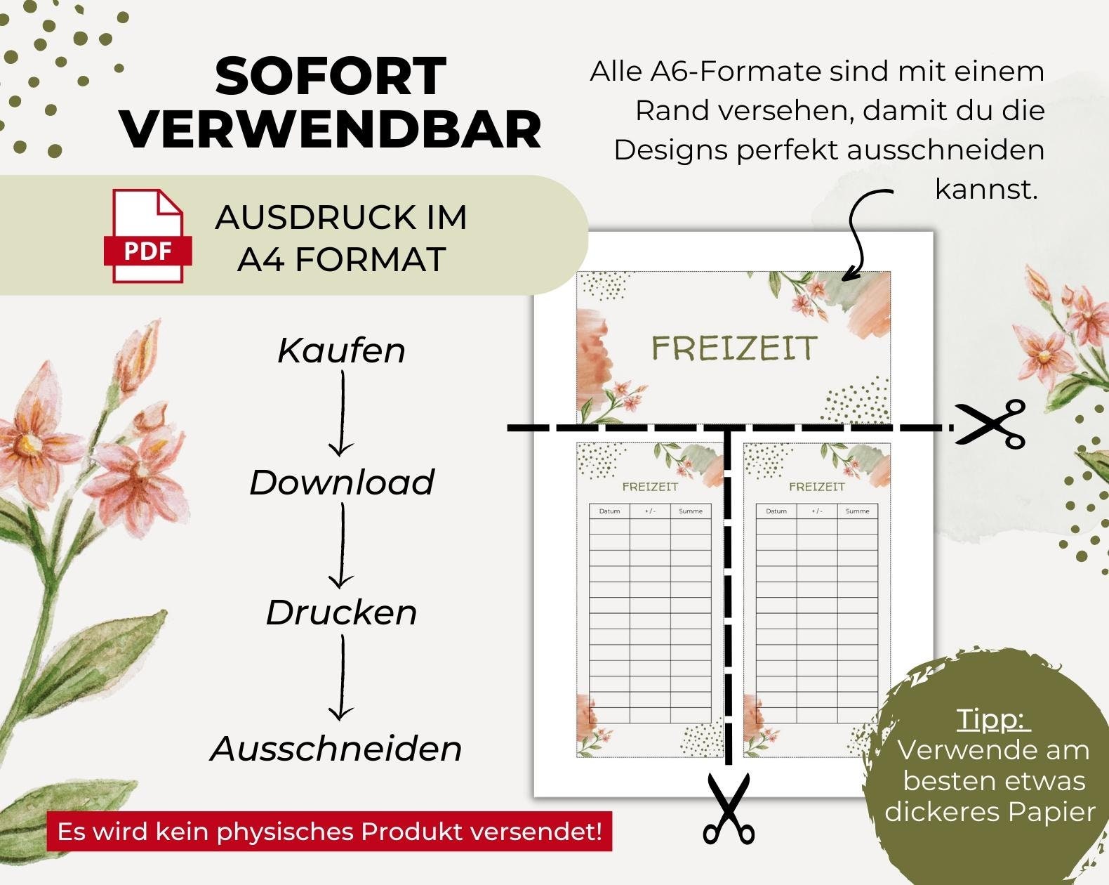 Budget Planer XXL Starter Set PDF Download 110 Deckblätter Budget Sheets, Sparchallenges