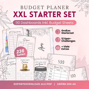 Budget Planner XXL Starter Set PDF Download | 110 Cover Sheets + Budget Sheets, Savings Challenges, Placeholder Inserts A6 | Cashstuffing Digital