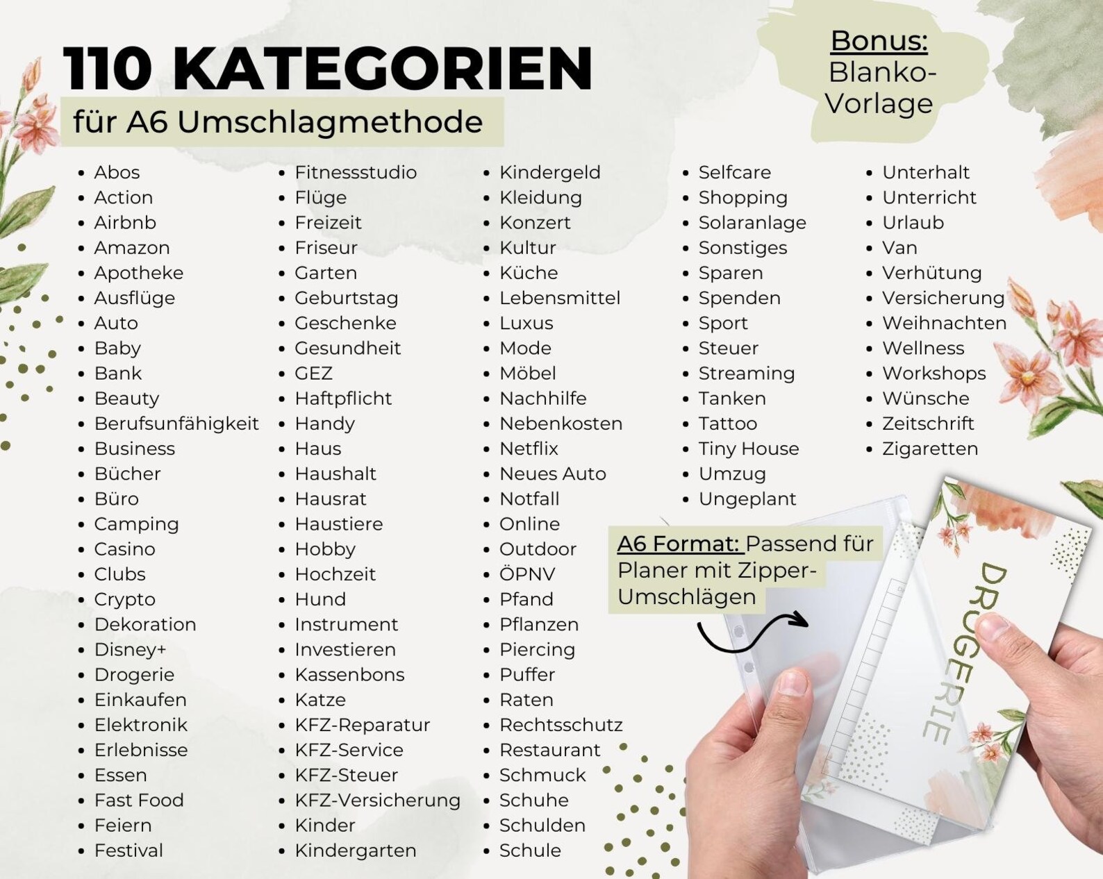 Budget Planer XXL Starter Set PDF Download 110 Deckblätter Budget Sheets, Sparchallenges