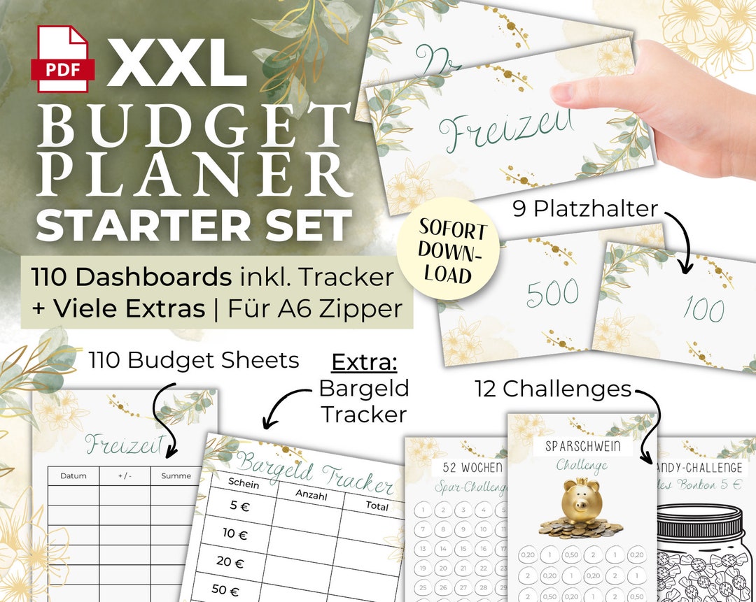 Budget Planer XXL Starter Set PDF Download Yellow Flower 110 Etsy.de