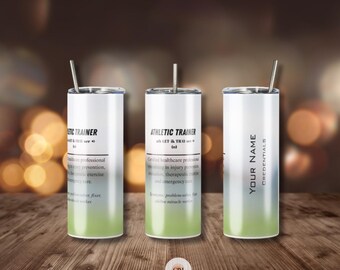 Personalized Athletic Trainer Tumbler, Custom Name Stainless Steel Cup, Sports Medicine Gift, ATC Travel Mug