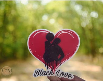 Black Love Waterproof Sticker