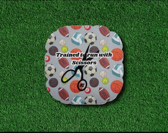 Trained to Run with Scissors Sticker--Waterproof, Athletic Trainer
