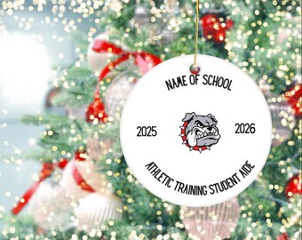 Gepersonaliseerde atletische trainerornament | Cadeau studentassistent | Dubbelzijdig sportmedicijn kerst keramisch ornament