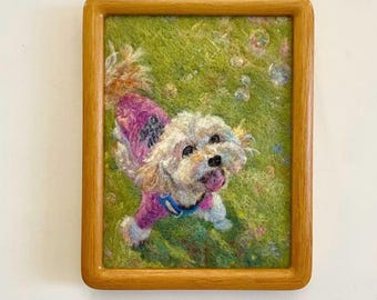 Custom needle felted pet portrait Realistic felt pet art Handmade pet memorial gift Custom pet painting in wool Realistic Wool Art