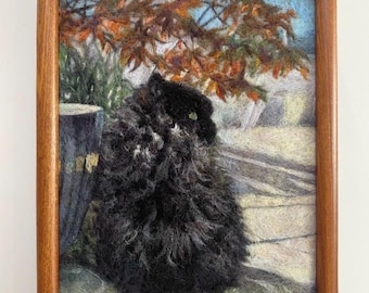 Custom needle felted pet portrait Realistic felt pet art Handmade pet memorial gift Custom pet painting in wool Realistic Wool Art