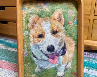 Custom needle felted pet portrait Realistic felt pet art Handmade pet memorial gift Custom pet painting in wool Realistic wool art