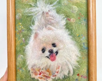 Custom needle felted pet portrait Realistic felt pet art Handmade pet memorial gift Custom pet painting in wool Realistic Wool Art