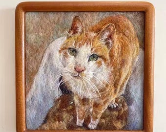 Custom needle felted pet portrait Realistic felt pet art Handmade pet memorial gift Custom pet painting in wool Realistic Wool Art