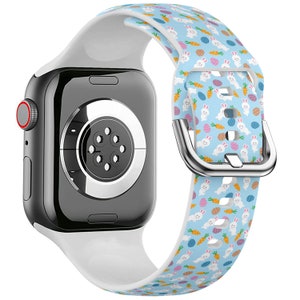 Easter Bunny Whimsical Print Silicone Band Laser Engraved, Apple Watch  Compatible 38/40/41mm, 42/44/45mm, Series 1,2,3,4,5,6,7,8,9,SE,SE2