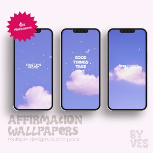 Affirmation Quote Wallpapers, 6x Wallpapers, iPhone Wallpaper, Motivational Quotes, Digital Download, Phone Background, Design By Ves