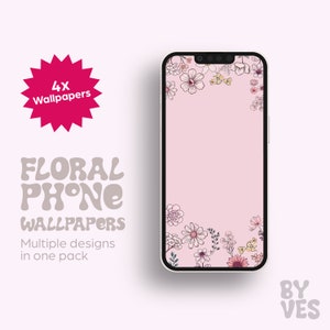 Flower Phone Wallpaper Pack, Lock Screen Wallpaper, iPhone Wallpaper, Digital Background,  Cute Flower Wallpaper, Design By Ves