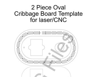 2 Piece Oval Cribbage Board Template. SVG files for CNC and Laser