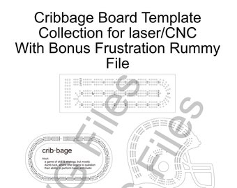 Crib Board Template Files Collection - SVG - With BONUS Frustration Rummy template file