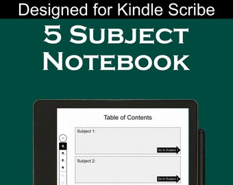 5 Subject Notebook for Kindle Scribe - Interactive PDF Notebook