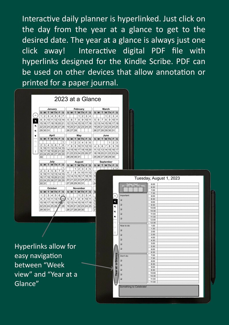 2023 Daily Planner Digital PDF Planner for Kindle Scribe - Etsy
