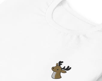 Reh Gesticktes Unisex T-Shirt - Weiches Baumwoll-T-Shirt in verschiedenen Farben