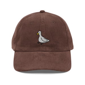 Duck hat, embroidery, vintage corduroy cap, dad hat, handmade, adjustable, kawaii, unisex - multiple colours