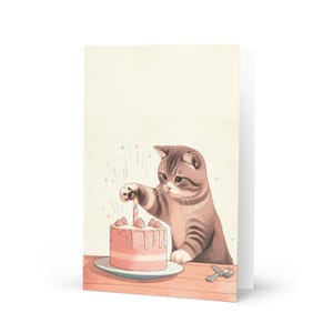 Verjaardagskaart, schattige kattenprint, gefeliciteerd!
