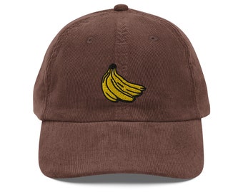 Gorro banana, bordado, gorra de pana vintage, gorro de papá, hecho a mano - varios colores