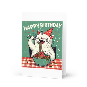 Tarjeta de cumpleaños, Impresión de dibujos animados de gatos lindos, ¡Feliz cumpleaños!