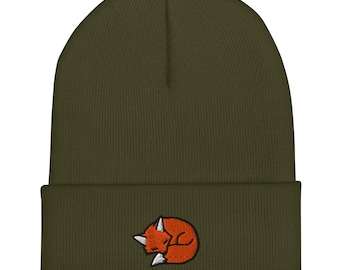Fuchs Mütze, Strickmütze mit Bündchen Unisex, Forestcore, Erwachsene Winter Geschenk, Kawaii