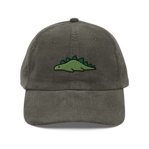 Dinosaur hat, embroidery, vintage corduroy cap, dad hat, handmade - multiple colours