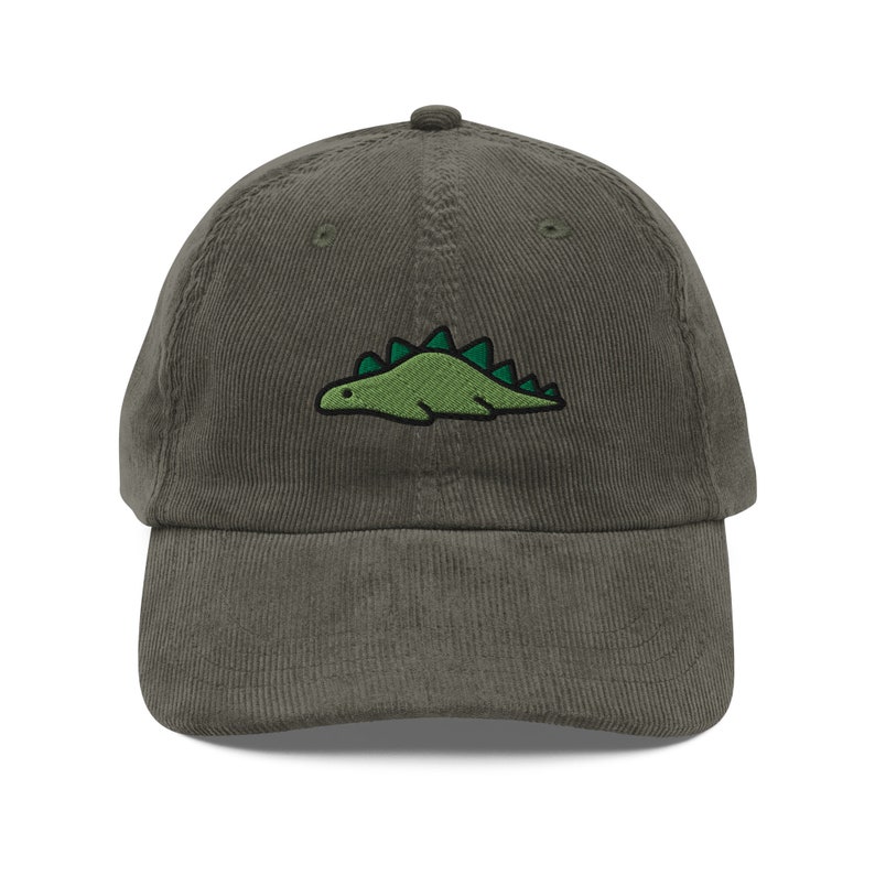 Dinosaur hat, embroidery, vintage corduroy cap, dad hat, handmade - multiple colours