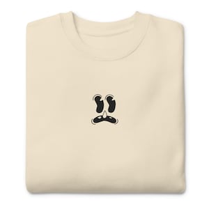 Cheeky Cartoon Face Unisex Premium Sweatshirt, Kawaii Rubber Hose Style Sweater, Cozy Vintage Cartoon Gift, Aesthetic Retro Pullover