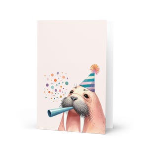 Verjaardagskaart, schattige walrussenprint, gefeliciteerd met je verjaardag!