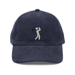 Golf cap, vintage corduroy cap, embroidery, dad hat, unisex, adjustable - multiple colours
