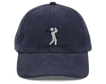 Golf cap, vintage corduroy cap, embroidery, dad hat, unisex, adjustable - multiple colours