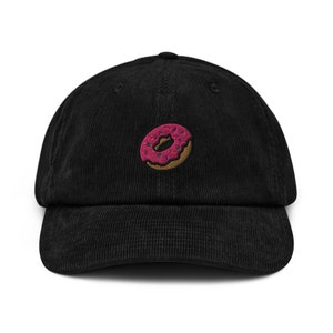 Donut Hat, corduroy hat, embroidery, handmade, baseball cap, gift option, unisex, multi colour