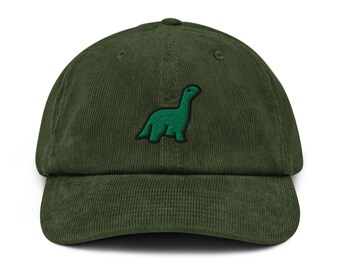 Dinosaur Hat, corduroy hat, embroidered baseball cap, gift option, kawaii, chibi - multiple colors
