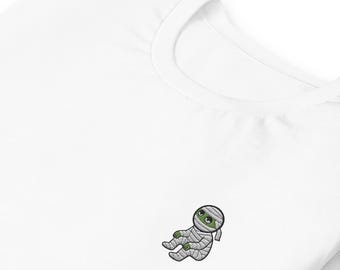 Mummy besticktes Unisex T-Shirt - Gruseliges Halloween-T-Shirt in verschiedenen Farben