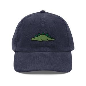 Dinosaur hat, embroidery, vintage corduroy cap, dad hat, handmade - multiple colours