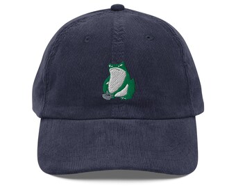 Matsumoto Frog Vintage Hat – Grumpy Frog Embroidered Corduroy Cap | Vintage Japanese Style Dad Hat