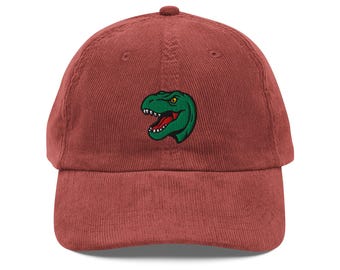 T-Rex Hut aus Vintage Cord - Unisex Dinosaurier-Hut, verstellbar & mehrfarbig