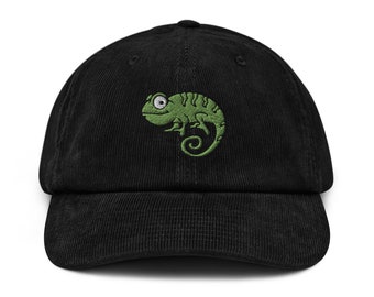 Chameleon hat, corduroy hat, embroidery, baseball cap, nature, gift option, unisex, multi colour
