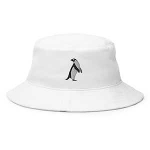 Embroidered Adelie Penguin Bucket Hat - Vibrant Nature Design, Unisex Cap