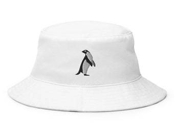 Penguin Bucket Hat, Embroidered Bucket Hat, Penguin Bucket Hats